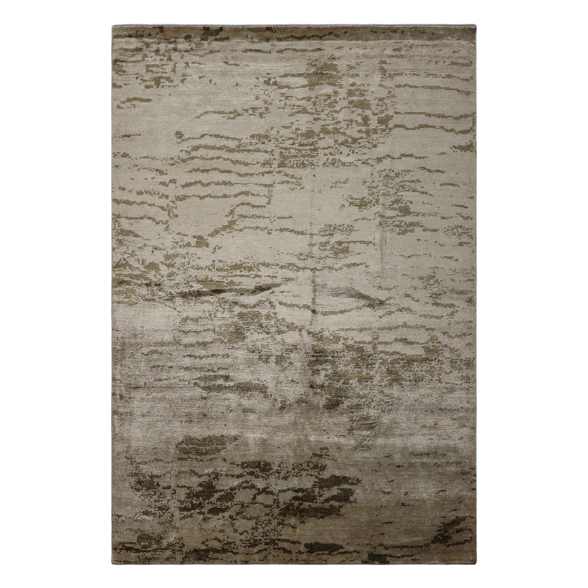 6x9 Beige, Tan, Olive Color Hand Knotted Sherpa Bamboo Silk Modern Oriental Rug