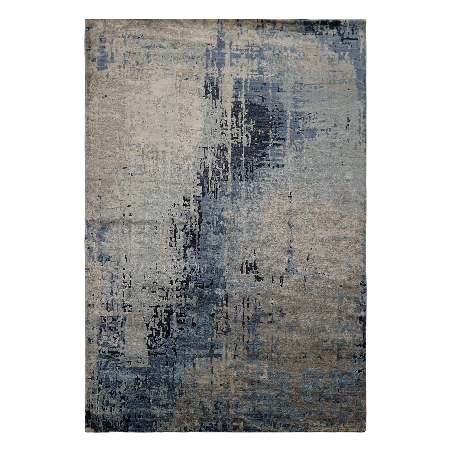 6x9 Taupe, Gray, Blue Color Hand Knotted Sherpa Bamboo Silk Modern Oriental Rug