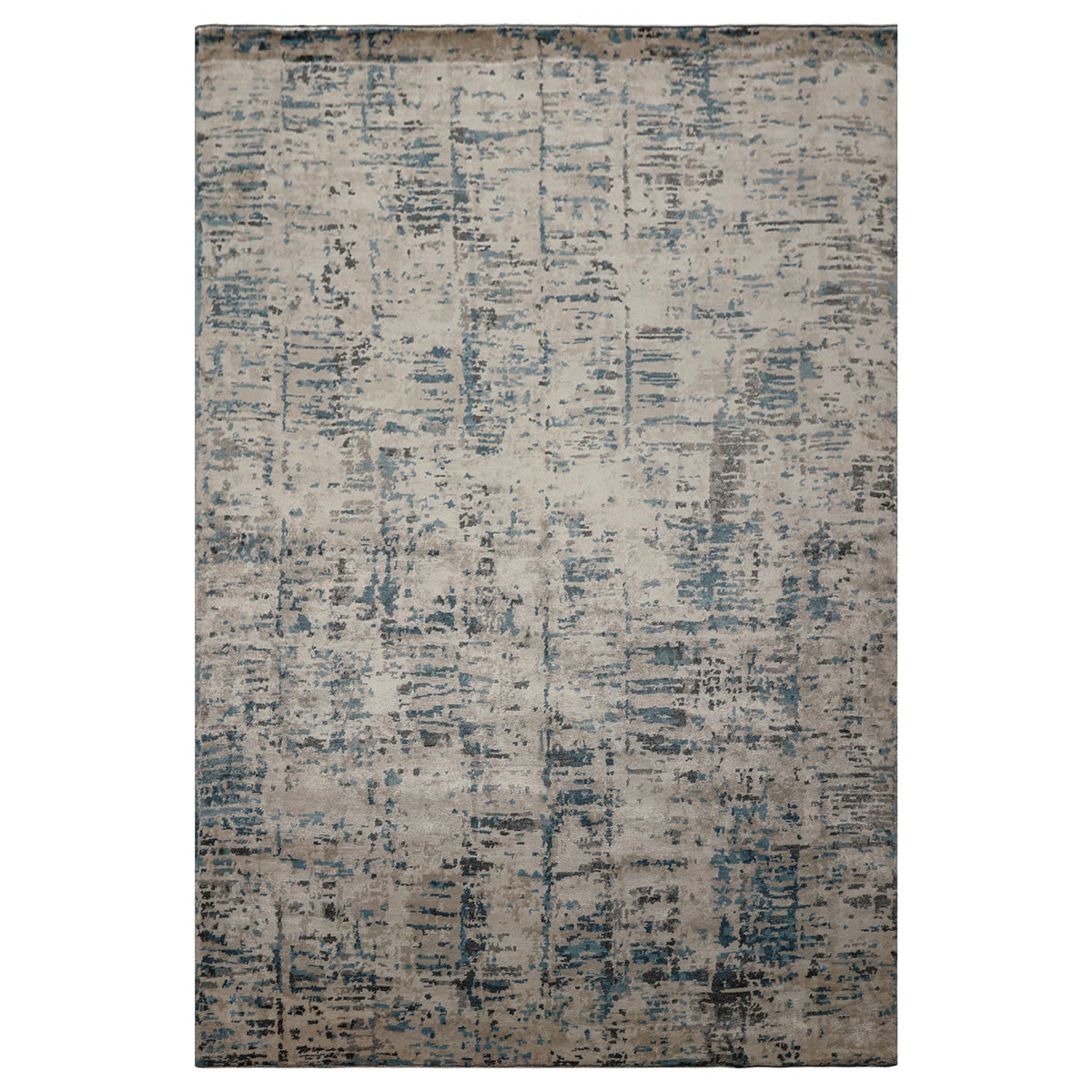 6x9 Ivory, Beige, Charcoal Color Hand Knotted Sherpa Bamboo Silk Modern Oriental Rug