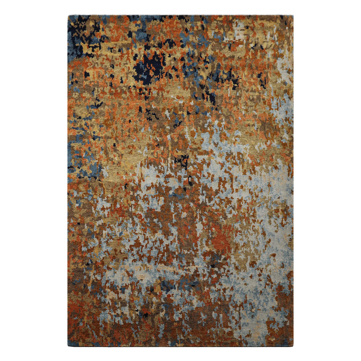 6x9 Burnt Orange, Brown, Moss Color Hand Knotted Sherpa Wool Modern Oriental Rug