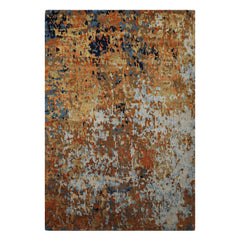 6x9 Burnt Orange, Brown, Moss Color Hand Knotted Sherpa Wool Modern Oriental Rug