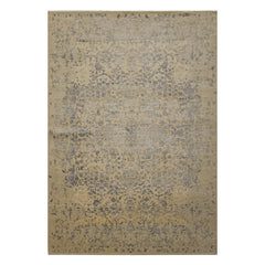 6x9 Beige, Gray, Color Hand Knotted Tibetan Bamboo Silk & Wool Transitional Oriental Rug