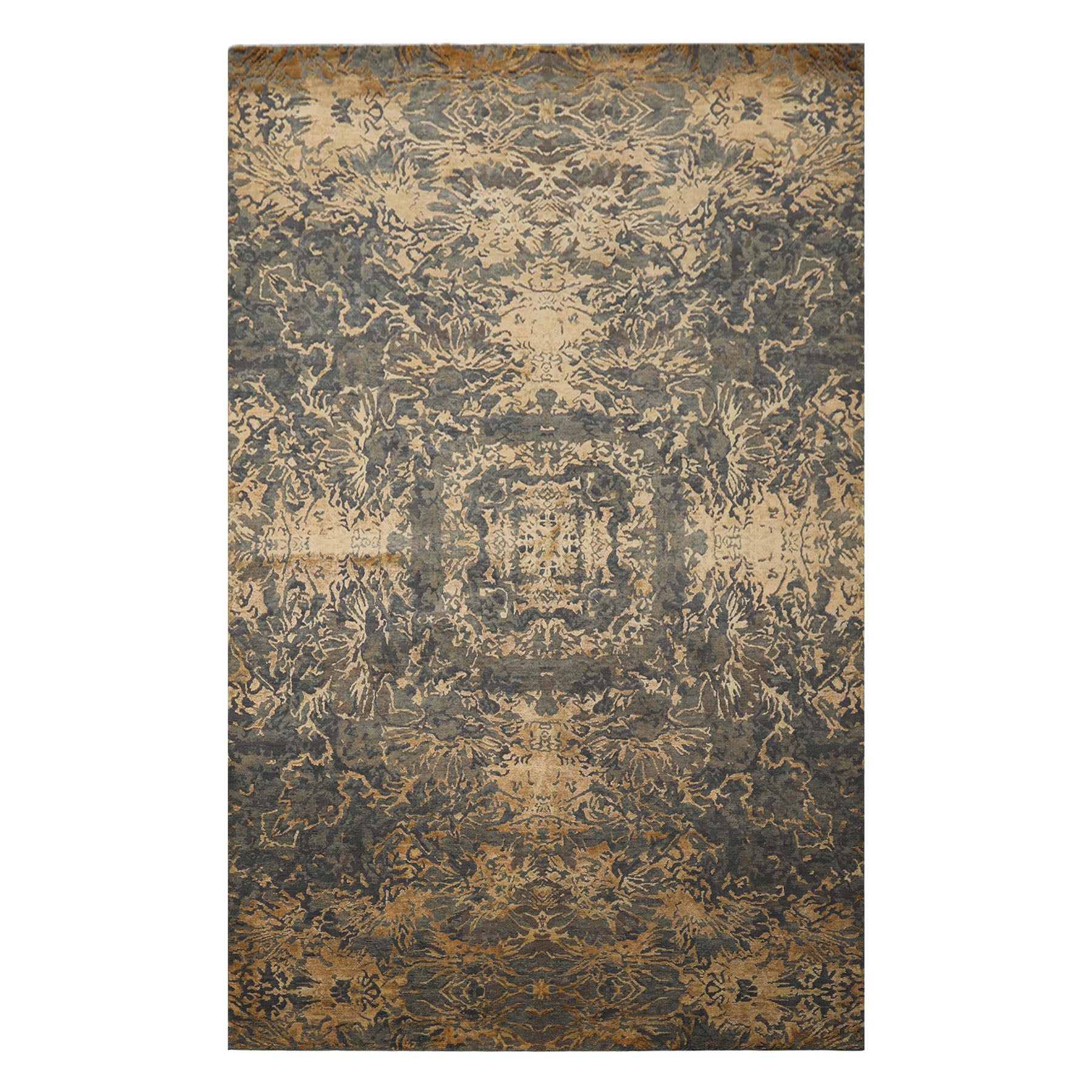 6x9 Gray, Slate, Caramel Color Hand Knotted Sherpa Bamboo Silk & Wool Modern Oriental Rug