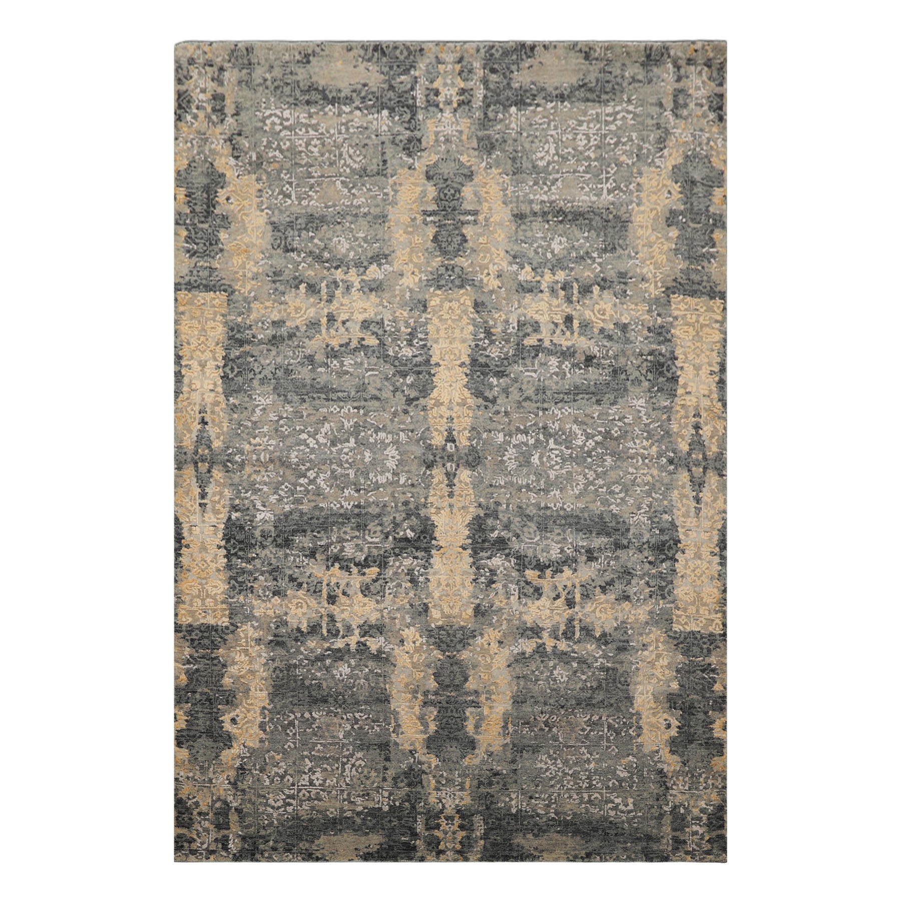 6x9 Gray, Taupe, Gold Color Hand Knotted Sherpa Bamboo Silk & Wool Modern Oriental Rug