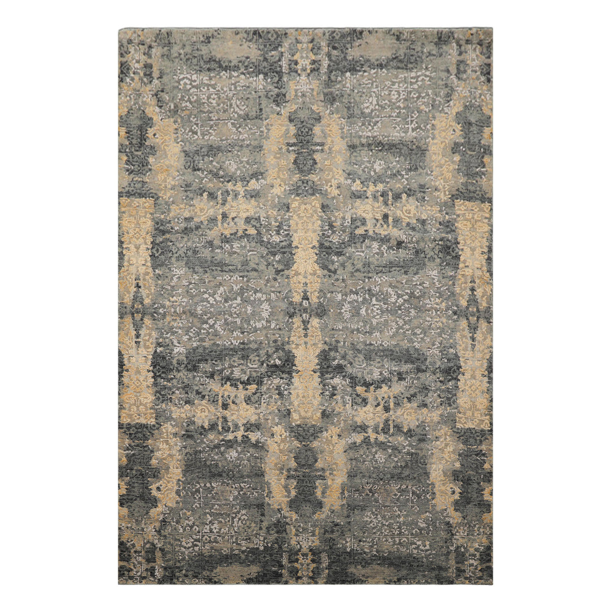 6x9 Gray, Taupe, Gold Color Hand Knotted Sherpa Bamboo Silk & Wool Modern Oriental Rug