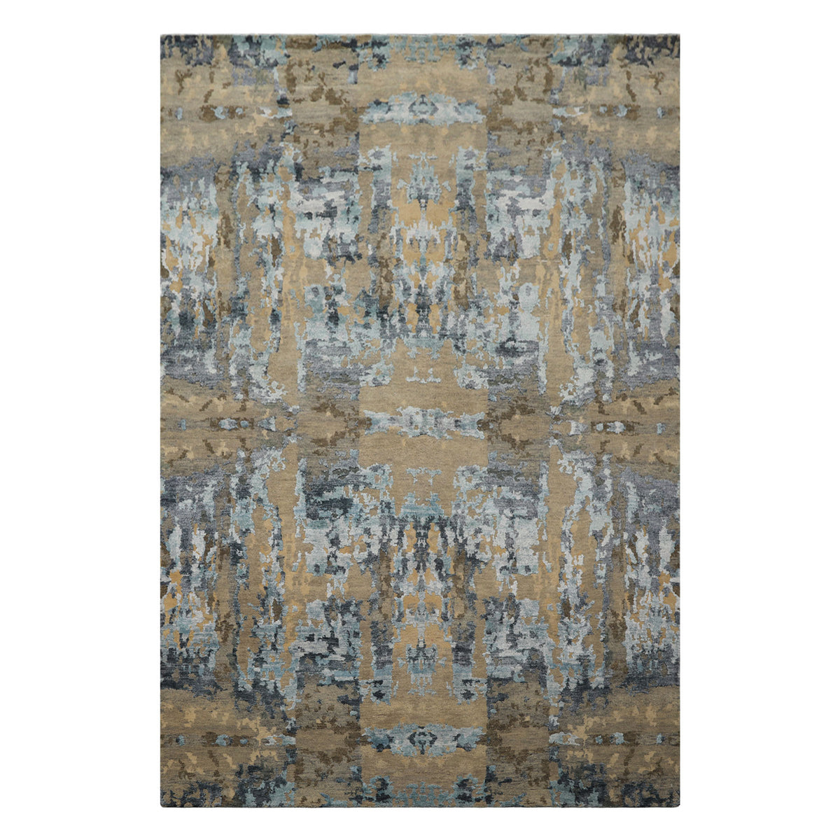 6x9 Gray, Blue, Brown Color Hand Knotted Sherpa Bamboo Silk & Wool Modern Oriental Rug