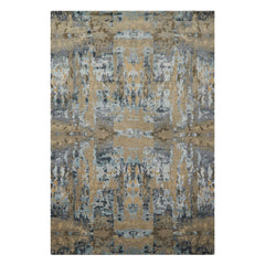 6x9 Gray, Blue, Brown Color Hand Knotted Sherpa Bamboo Silk & Wool Modern Oriental Rug