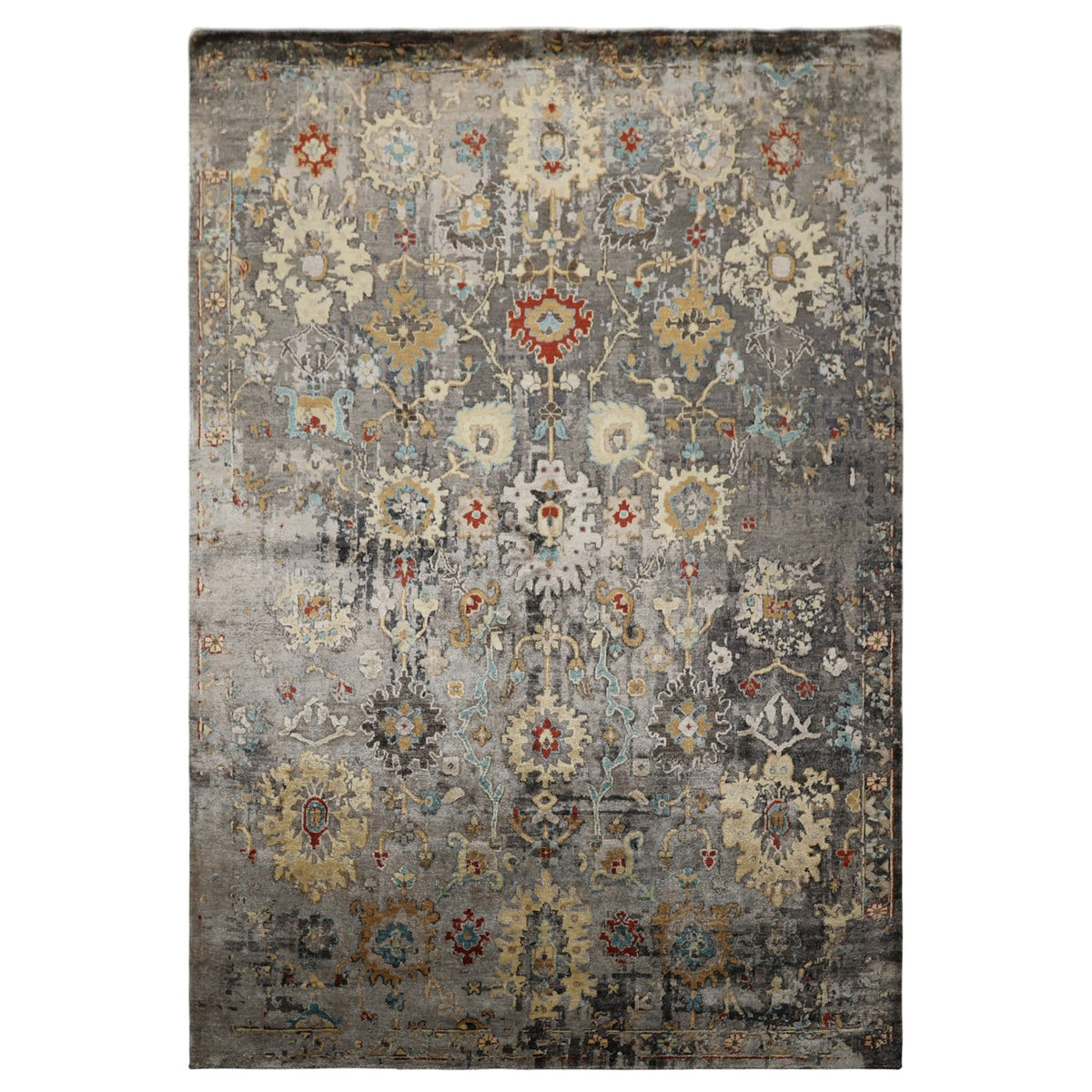 6x9 Taupe, Brown, Orange Color Hand Loomed Sherpa Bamboo Silk Traditional Oriental Rug