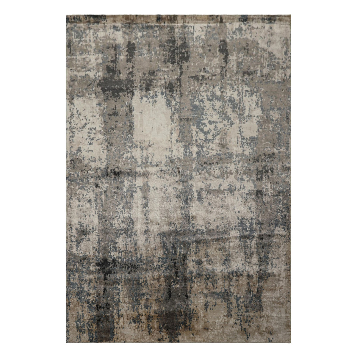 6x9 Beige, Taupe, Blue Color Hand Knotted Sherpa Bamboo Silk Modern Oriental Rug