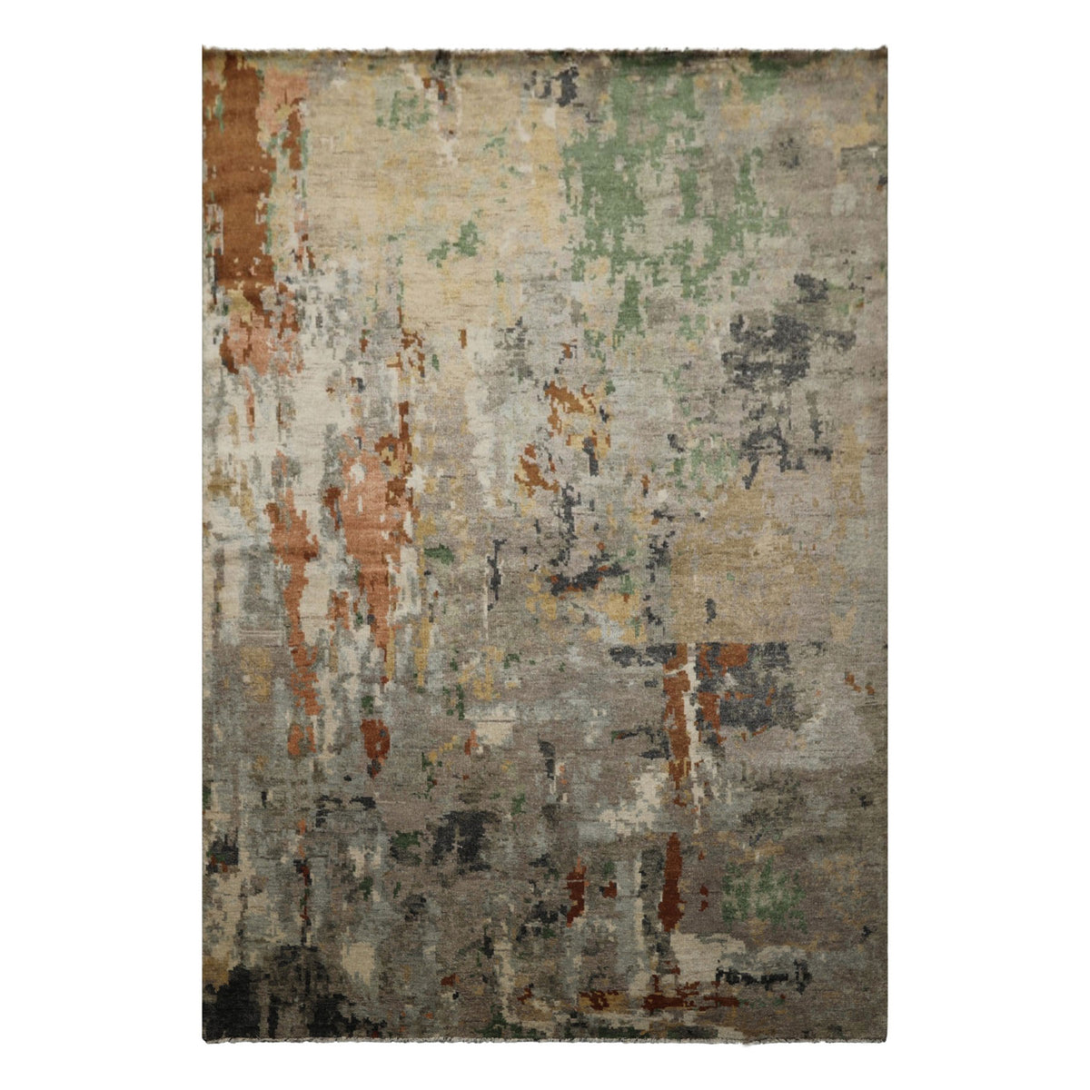 6x9 Gray, Taupe, Brown Color Hand Knotted Sherpa Wool Modern Oriental Rug