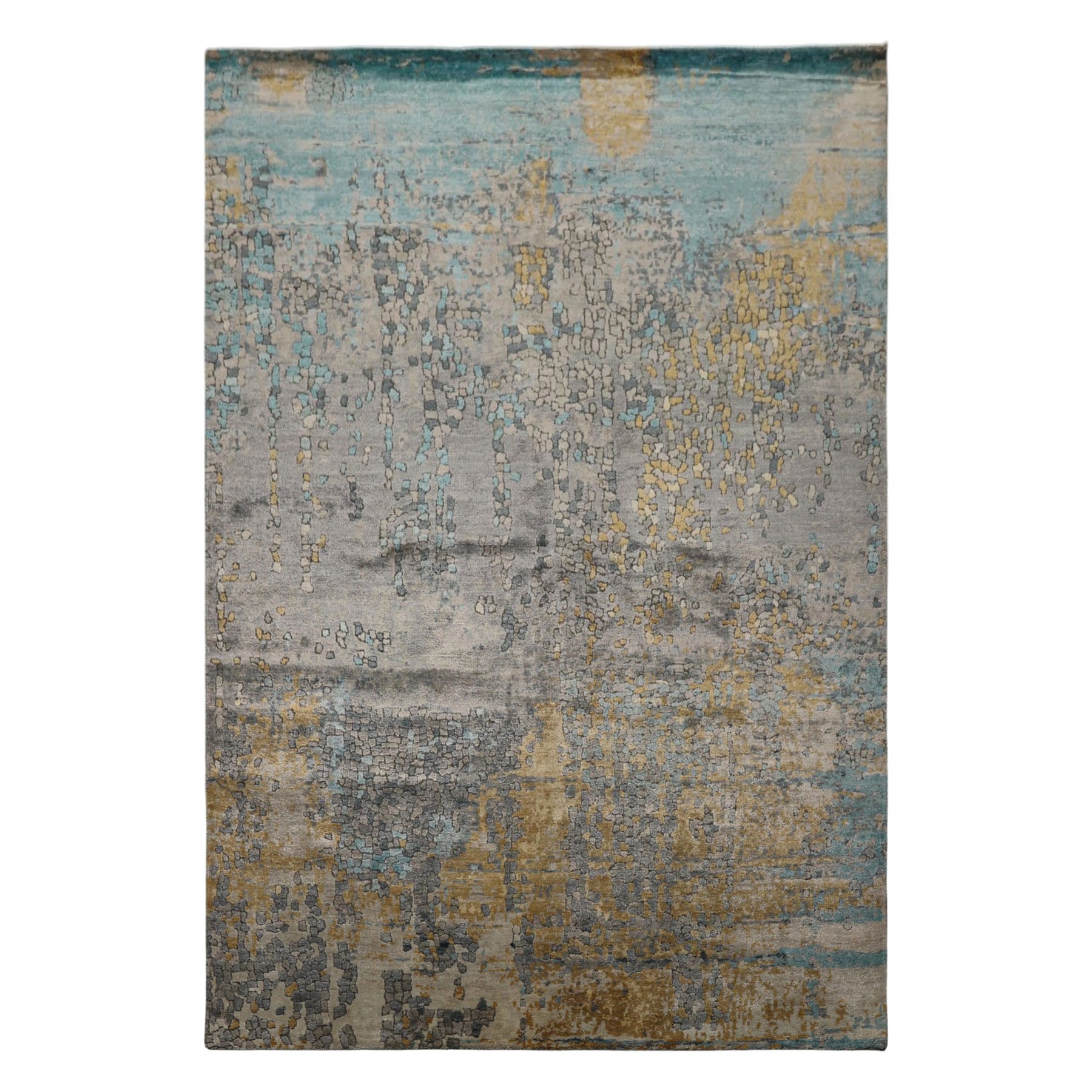6x9 Taupe, Gray, Beige Color Hand Loomed Sherpa Wool & Bamboo Silk  Oriental Rug