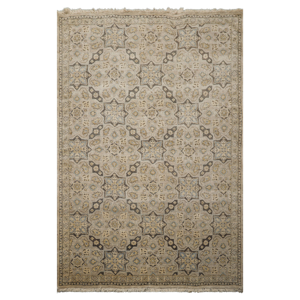 6x9 Beige, Taupe, Gray Color Hand Woven Fine Oushak Wool Traditional Oriental Rug
