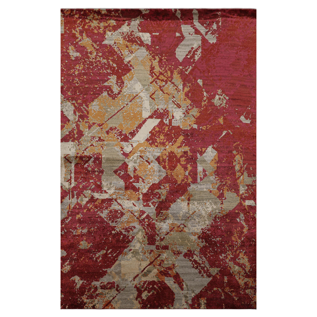 6x9 Plum, Red, Gray Color Hand Loomed Sherpa Bamboo Silk Modern Oriental Rug