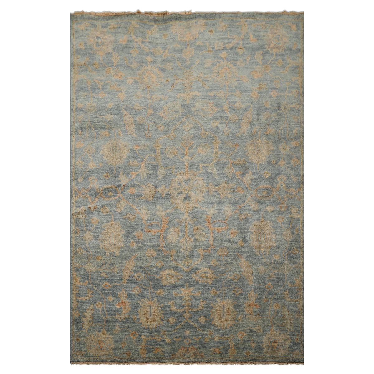 6x9 Aqua, Beige, Tan Color Hand Knotted Oushak Wool Traditional Oriental Rug
