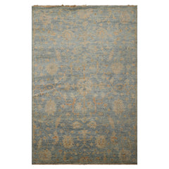 6x9 Aqua, Beige, Tan Color Hand Knotted Oushak Wool Traditional Oriental Rug
