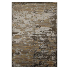 6x9 Brown, Silver, Gold Color Hand Knotted Sherpa Wool & Bamboo Silk Modern Oriental Rug