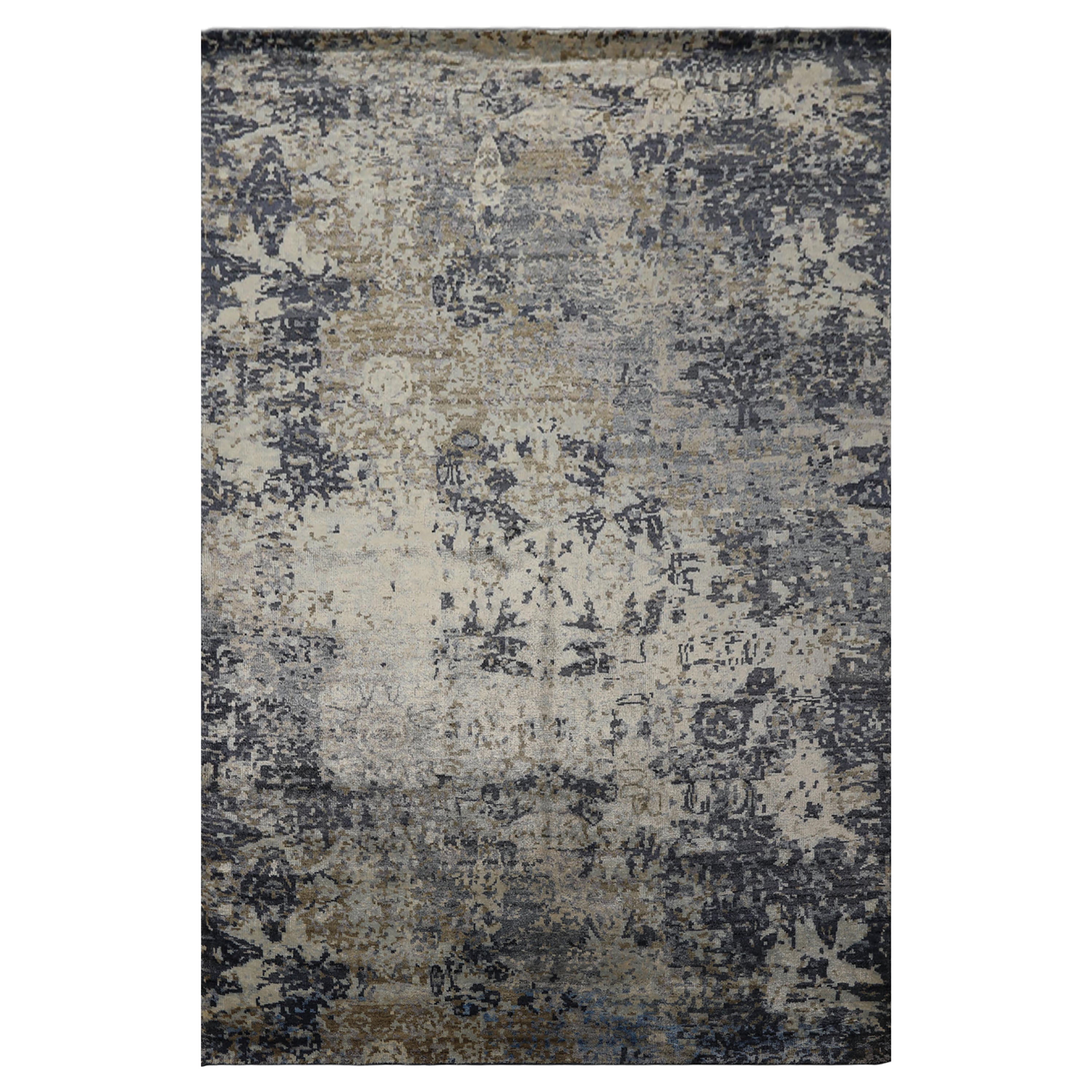 6x9 Beige, Brown, Lilac Color Hand Loomed Sherpa Bamboo Silk Modern Oriental Rug