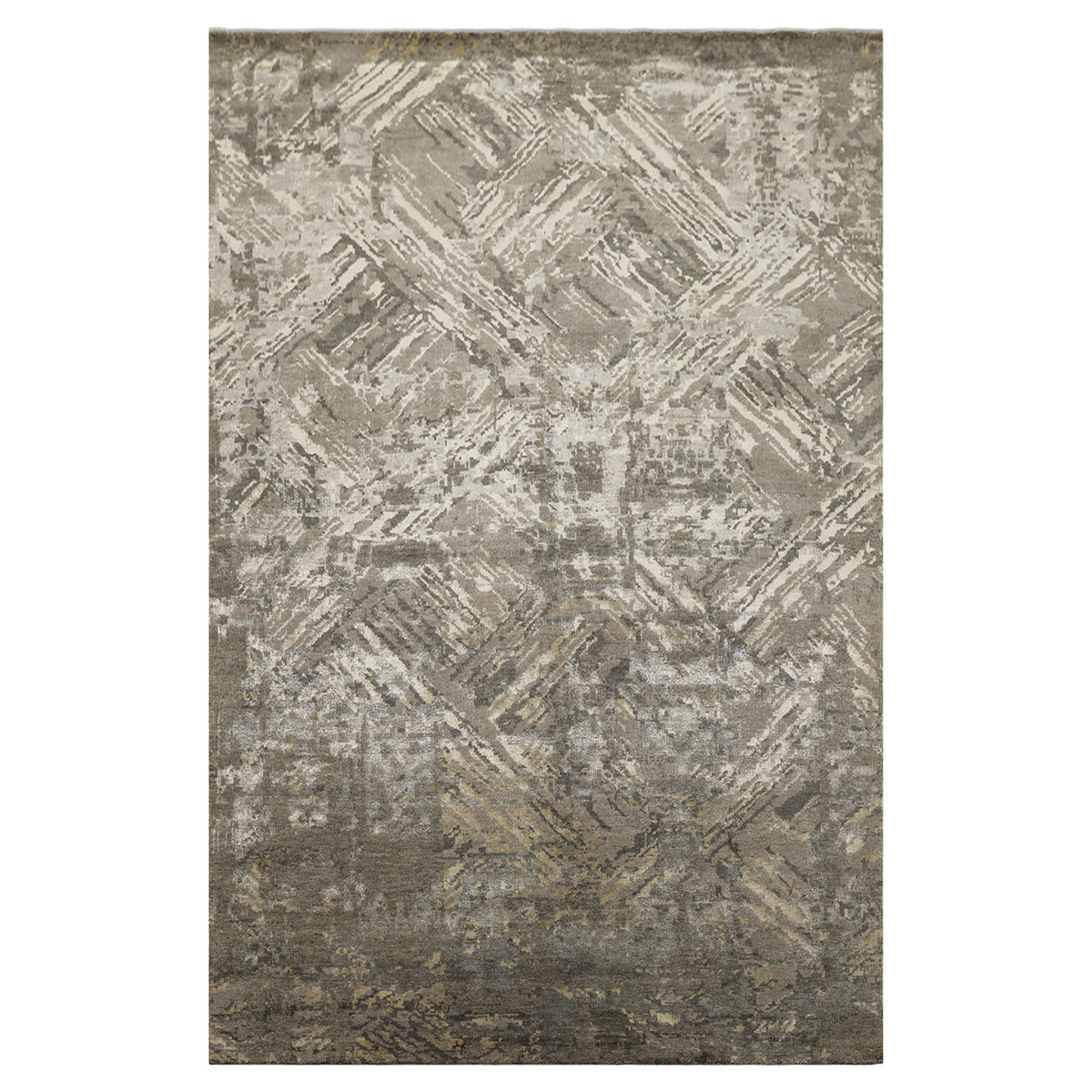 6x9 Gray, Beige, Multi Color Hand Loomed Sherpa Wool & Bamboo Silk Modern Oriental Rug