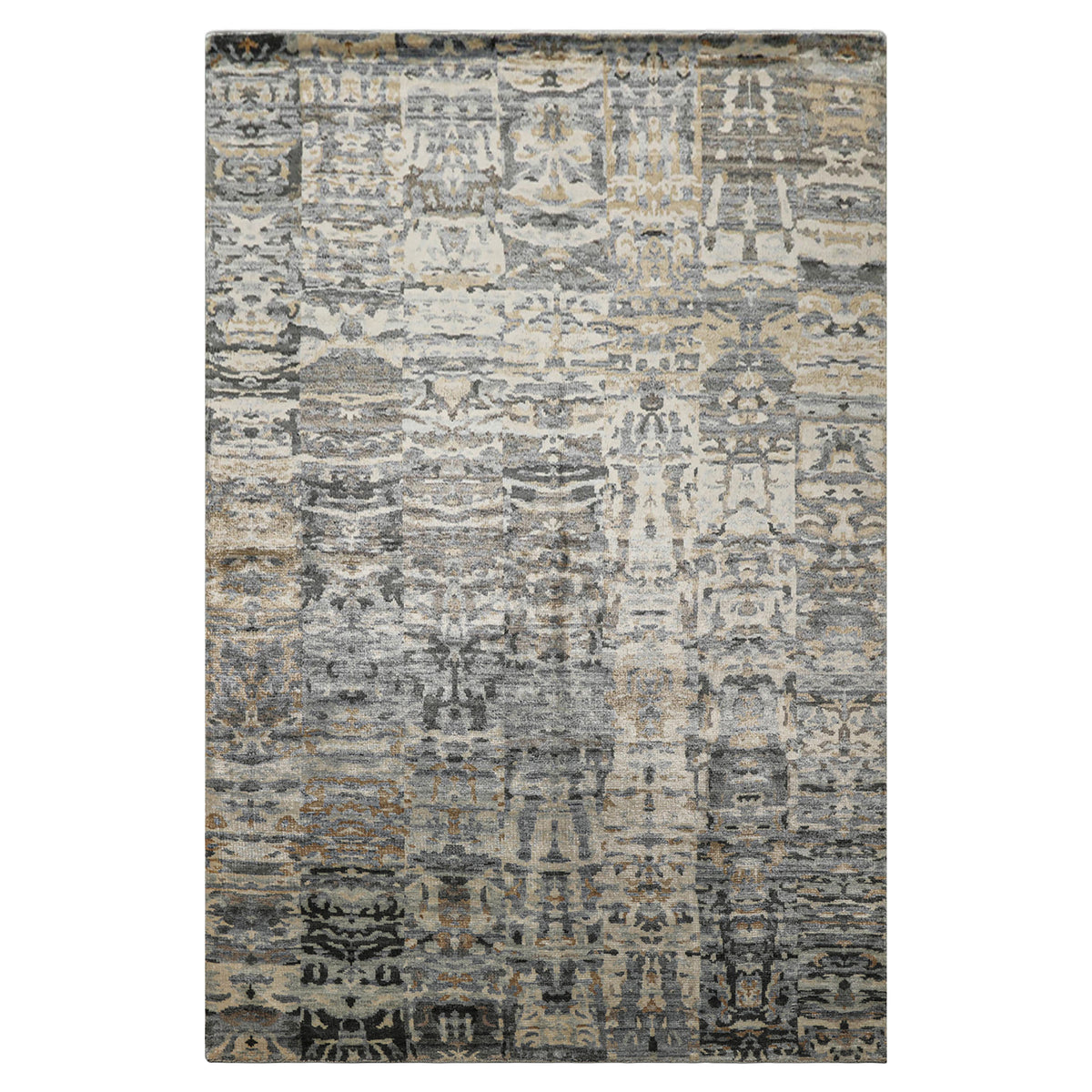 6x9 Gray, Beige, Slate Color Hand Loomed Sherpa Bamboo Silk Modern Oriental Rug