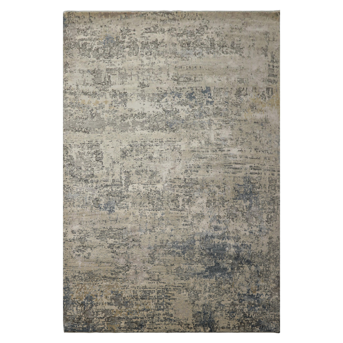 6x9 Ivory, Gray, Taupe Color Hand Knotted Sherpa Wool & Bamboo Silk Modern Oriental Rug