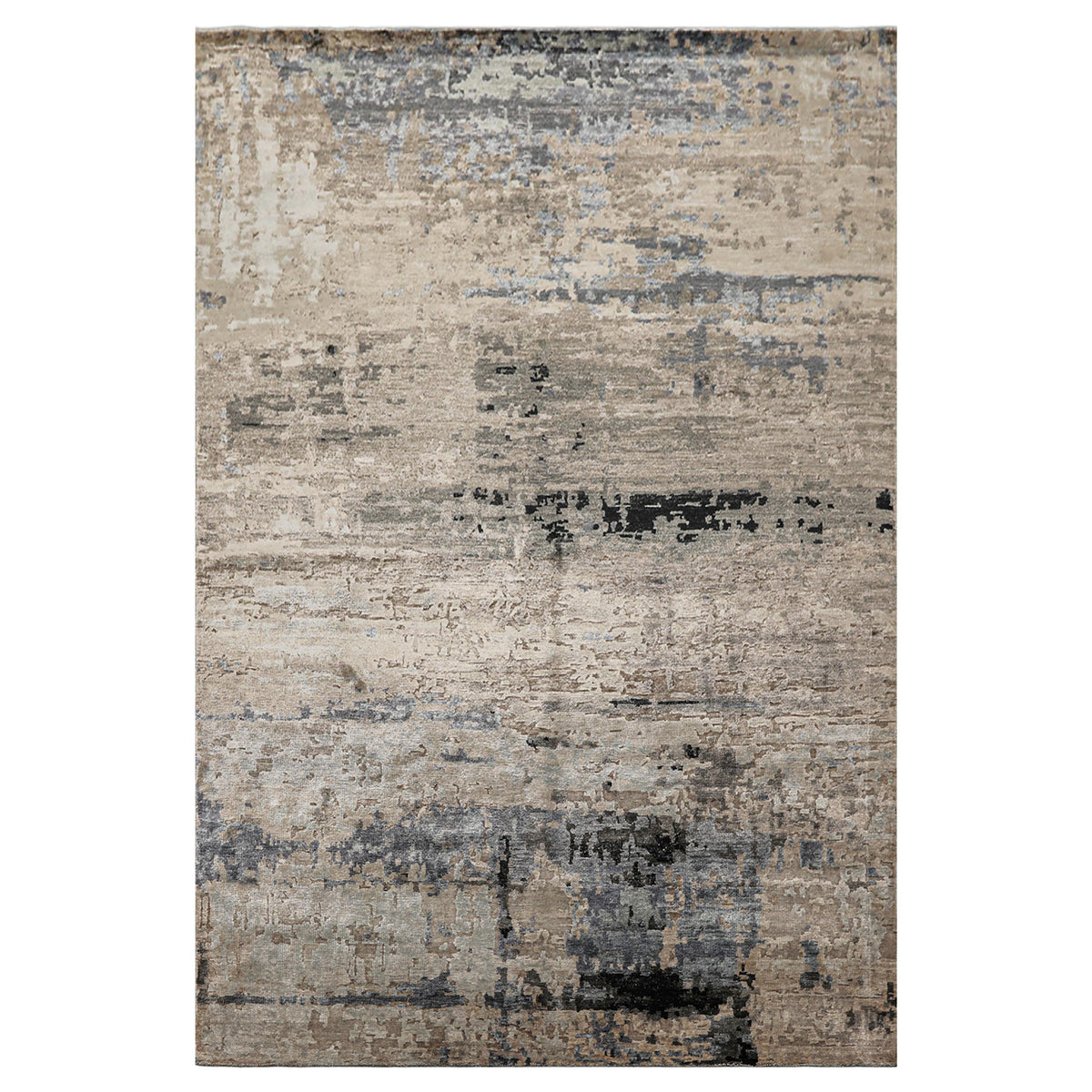 6x9 Beige, Taupe, Blue Color Hand Knotted Sherpa Bamboo Silk Modern Oriental Rug