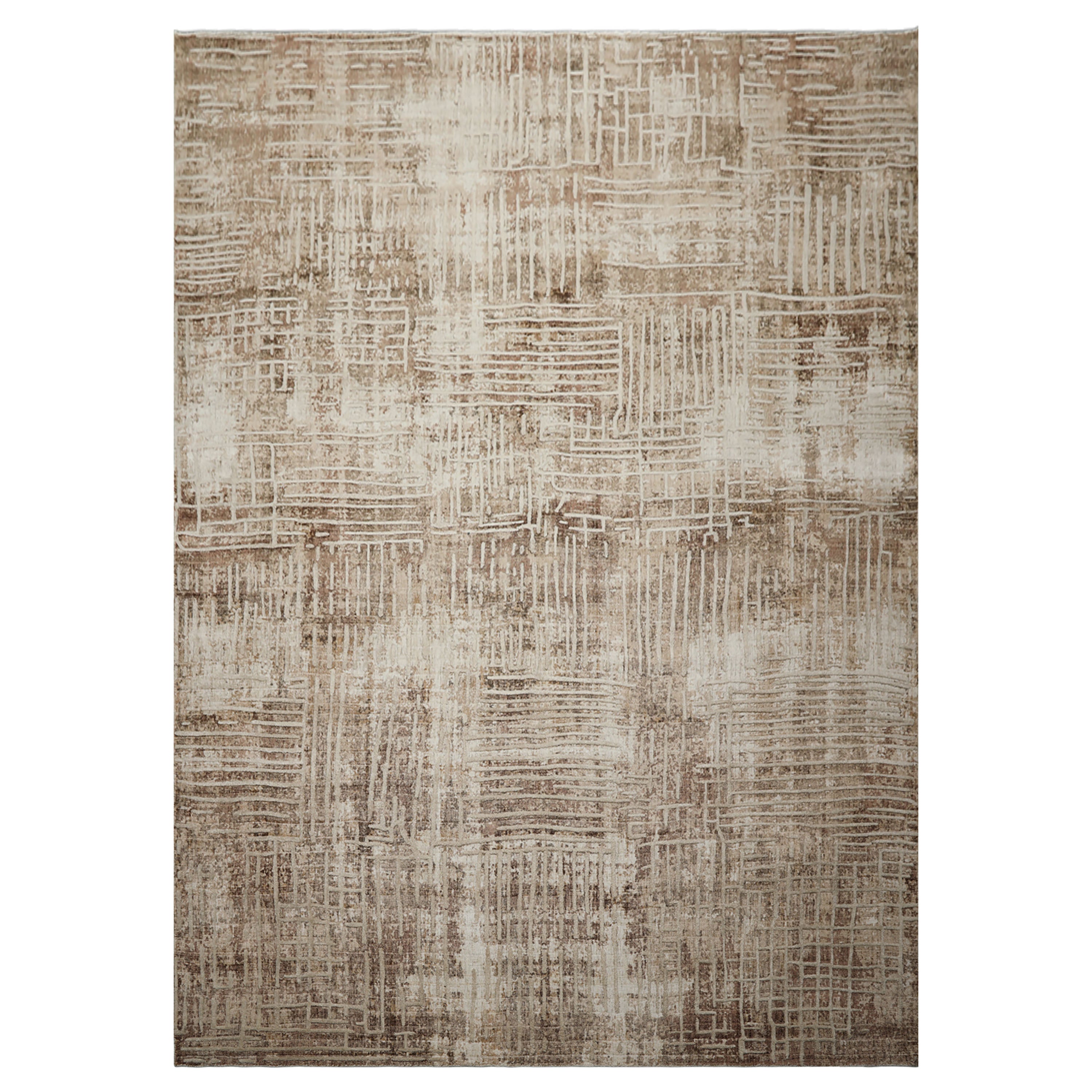 8x10 Beige, Brown, Multi Color Hand Loomed Tibetan Wool Modern Oriental Rug