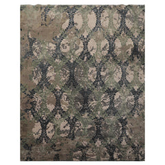 8x10 Taupe, Blue, Gray Color Hand Knotted Tibetan Bamboo Silk Modern Oriental Rug