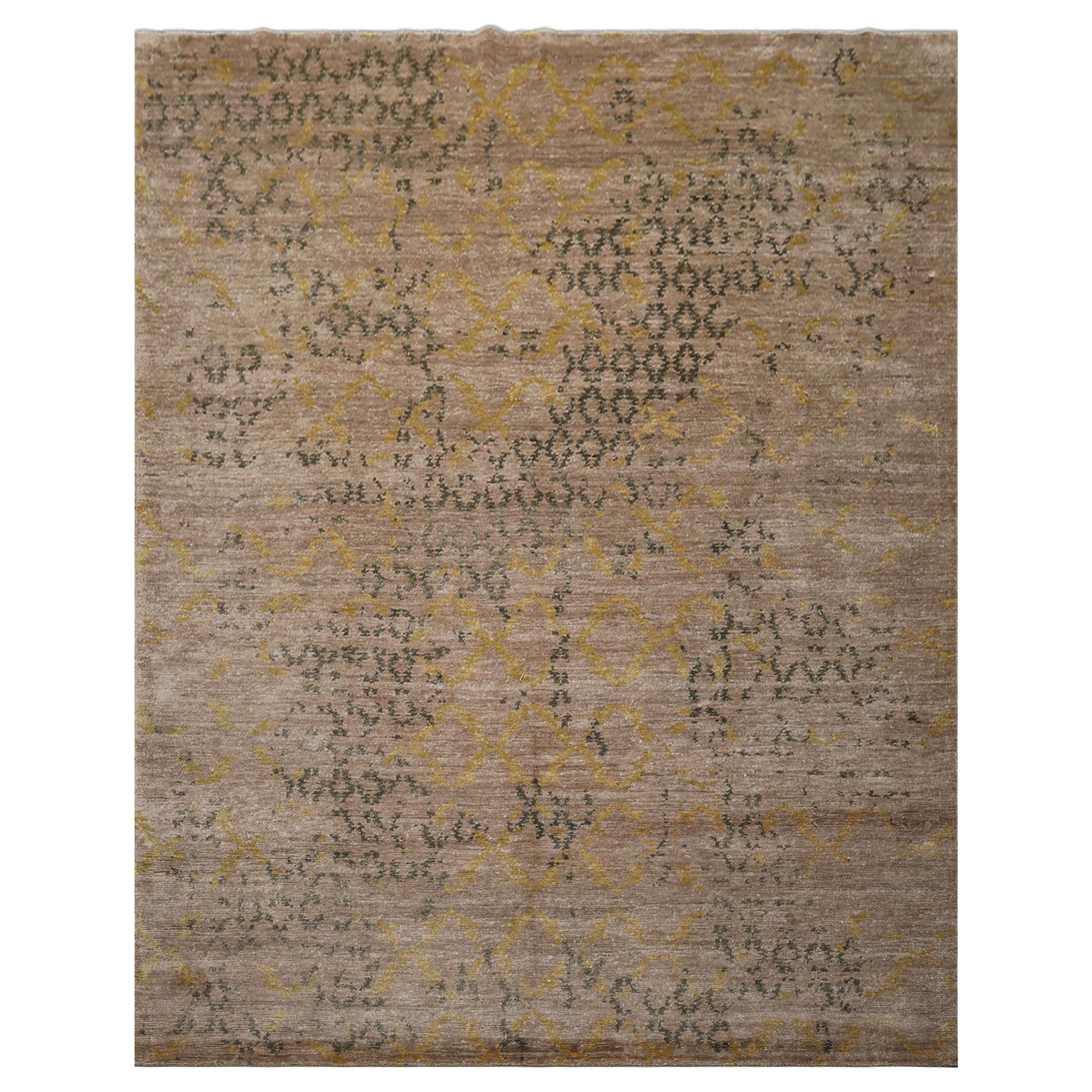 8x10 Taupe, Gray, Gold Color Hand Knotted Sherpa Bamboo Silk Modern Oriental Rug