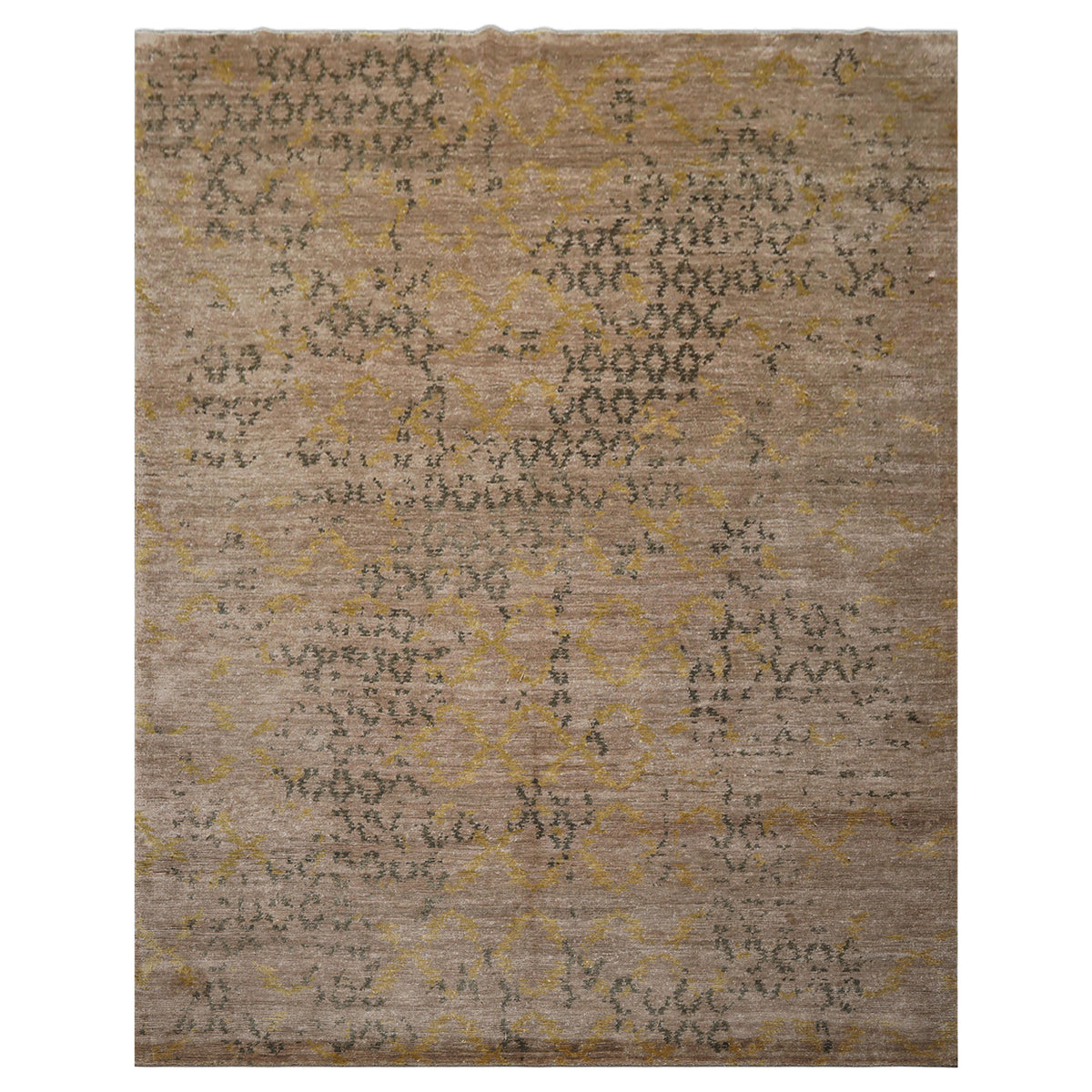 8x10 Taupe, Gray, Gold Color Hand Knotted Sherpa Bamboo Silk Modern Oriental Rug