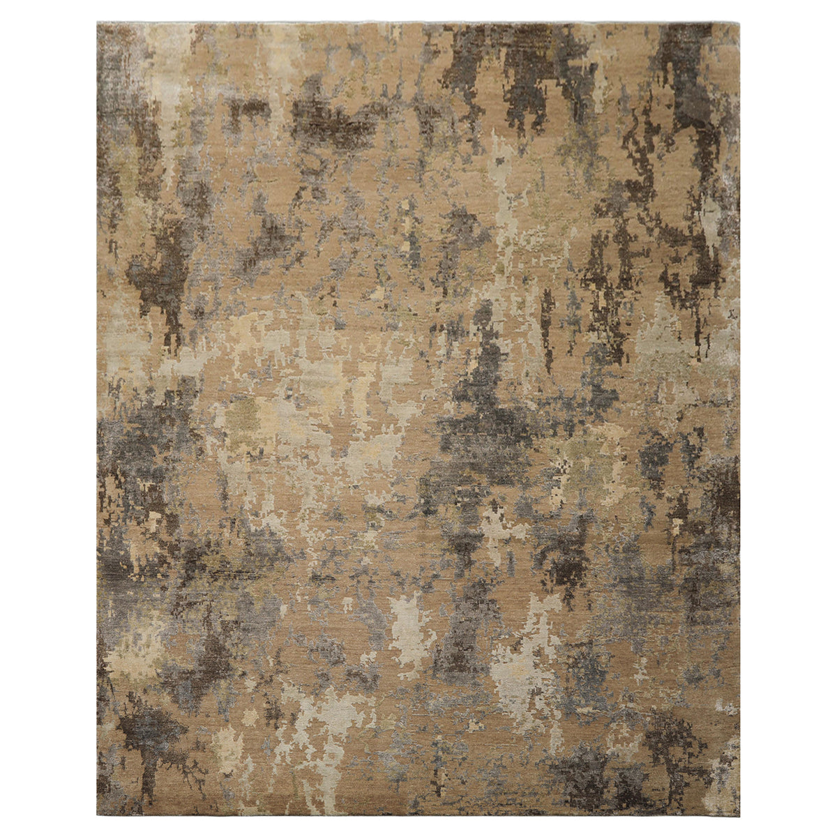 8x10 Brown, Gray, Beige Color Hand Knotted Sherpa Wool & Bamboo Silk Modern Oriental Rug