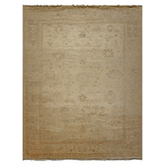 9x12 Beige, Tan, Gray Color Hand Knotted Oushak Wool Traditional Oriental Rug
