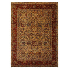 9x12 Brown, Rust, Beige Color Hand Knotted Agra Wool Traditional Oriental Rug
