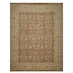 9x12 Brown, Beige, Aqua Color Hand Knotted Peshawar Wool Transitional Oriental Rug