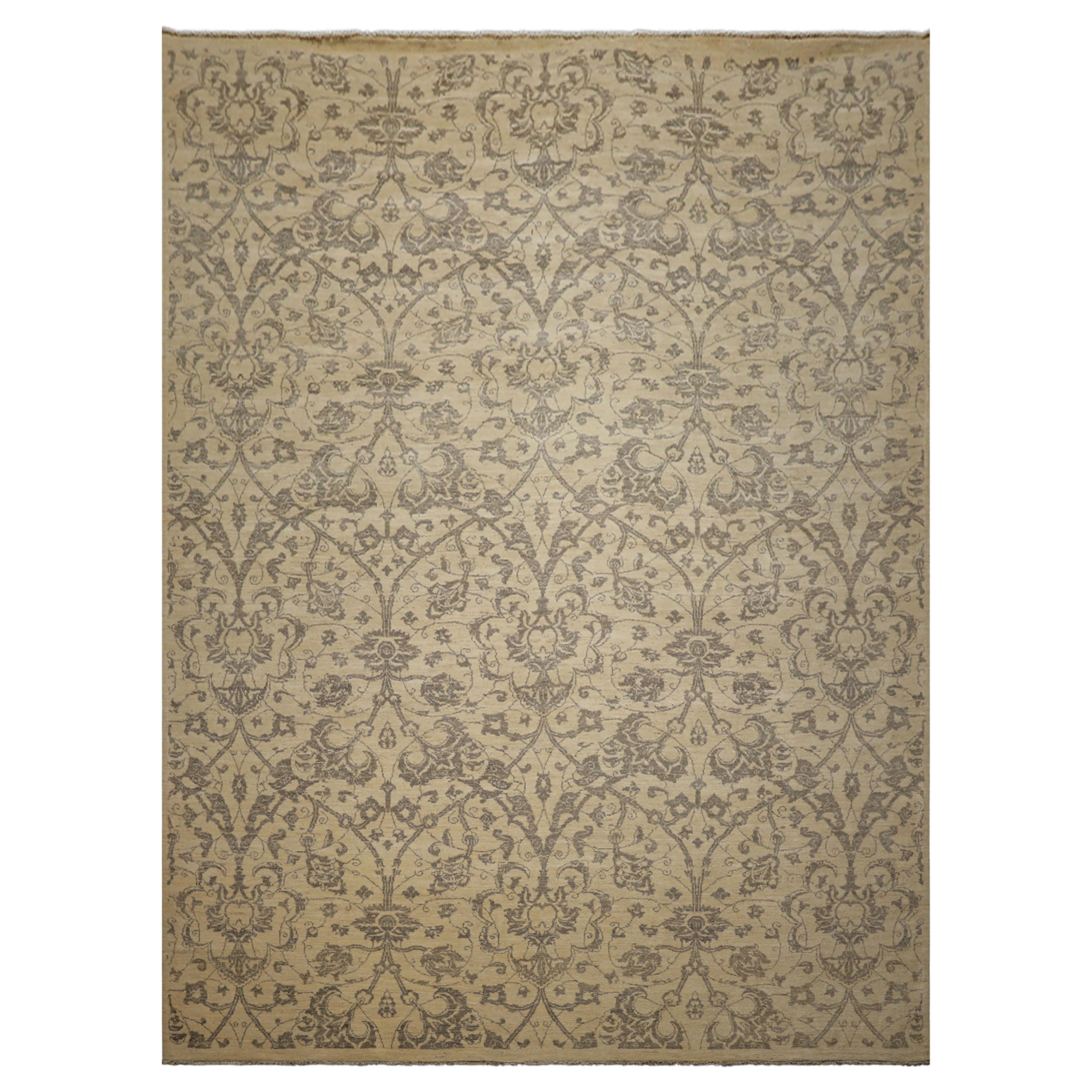 9x12 Beige, Brown, Color Hand Knotted Peshawar Wool Transitional Oriental Rug