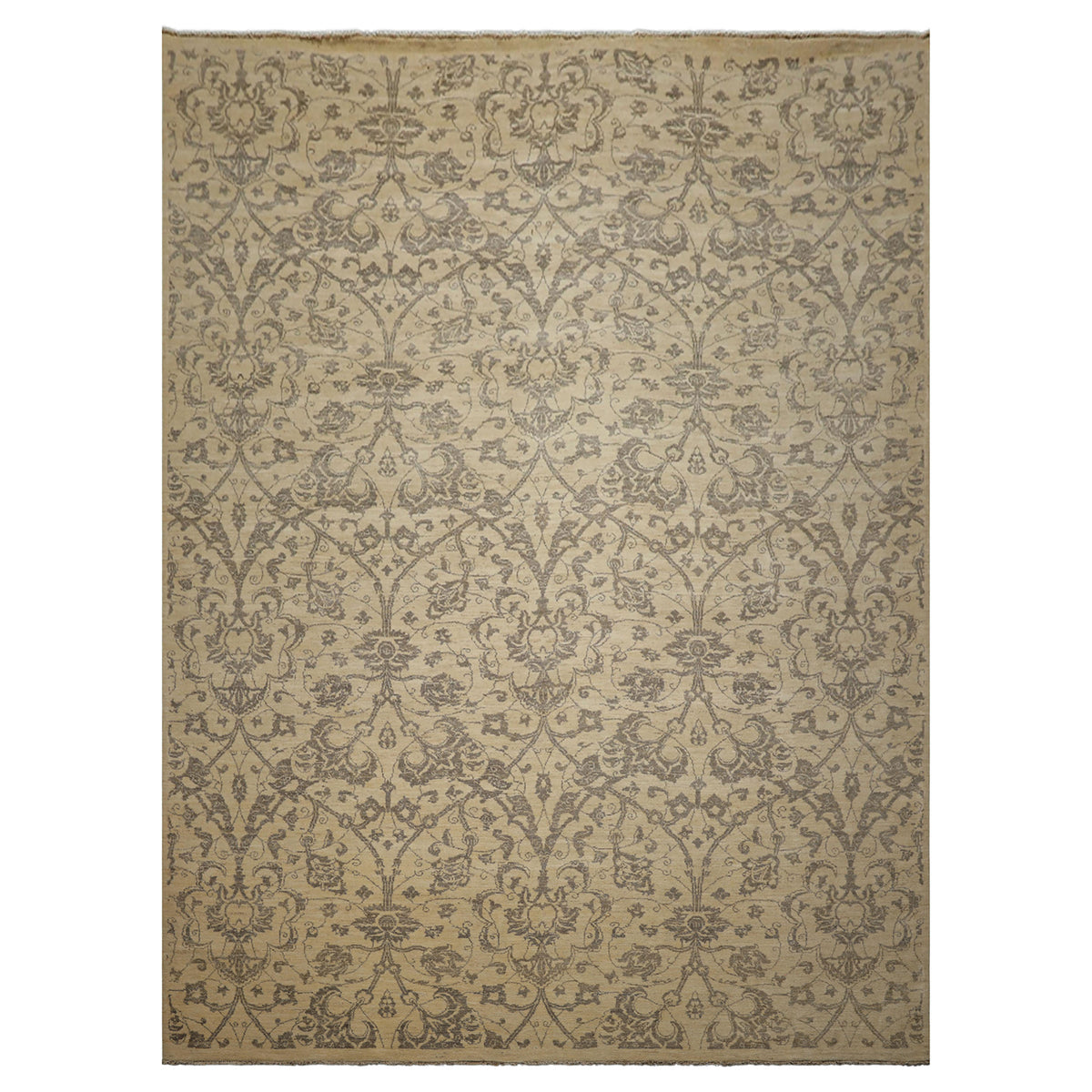 9x12 Beige, Brown, Color Hand Knotted Peshawar Wool Transitional Oriental Rug
