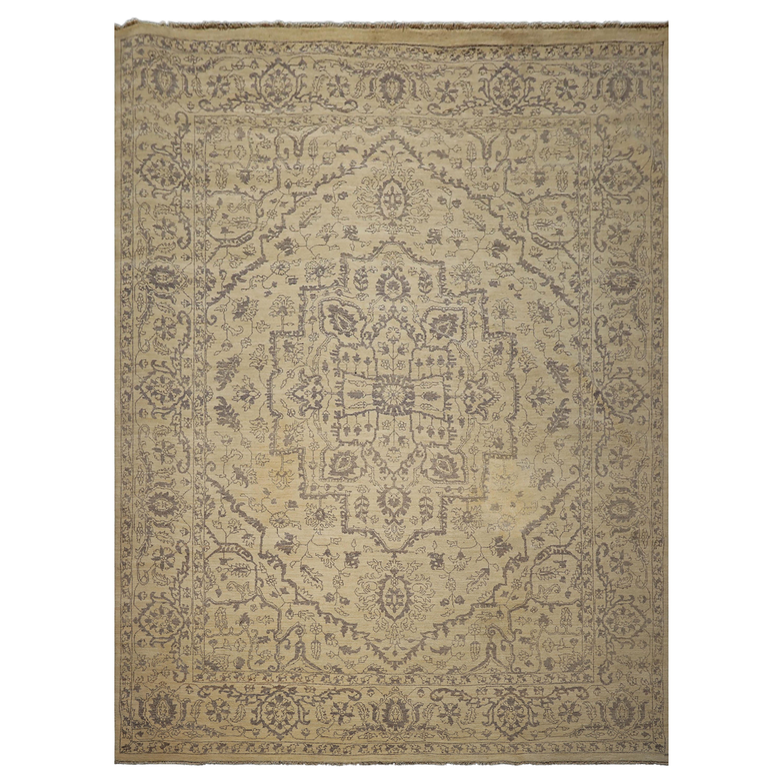 9x12 Beige, Taupe, Color Hand Knotted Peshawar Wool Transitional Oriental Rug