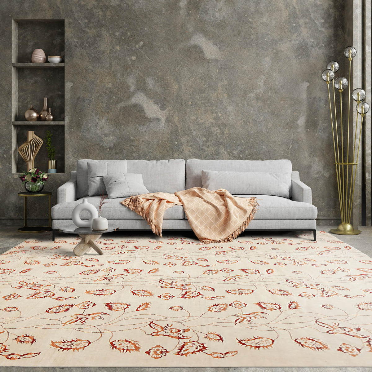 8x10 Beige, Rust, Brown Color Hand Knotted Floral 100% Wool Traditional Oriental Rug