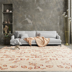 8x10 Beige, Rust, Brown Color Hand Knotted Floral 100% Wool Traditional Oriental Rug