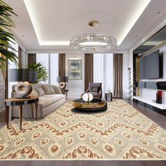 8x10 Beige, Brown, Gray Color Hand Knotted All-Over 100% Wool Modern Oriental Rug