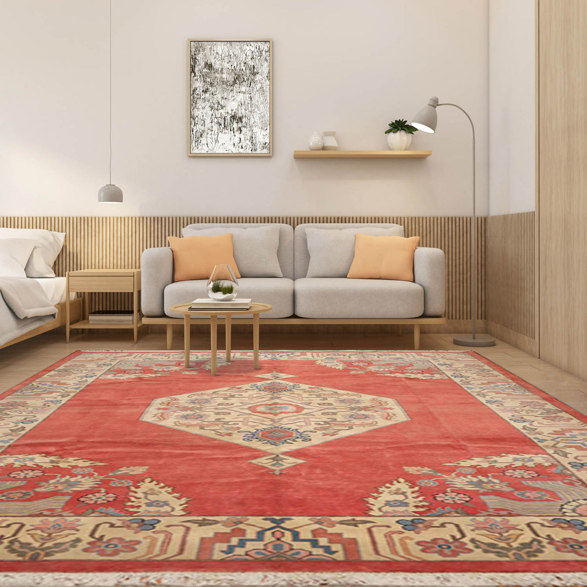 9x12 Apricot, Beige, Blue Color Hand Knotted Oriental 100% Wool Traditional-Persian/Oriental Oriental Rug