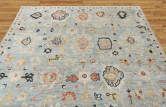 Aqua, Beige 8'1''x9'11'' Oushak Transitional Hand Knotted Wool Oriental Area Rug