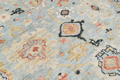Aqua, Beige 8'1''x9'11'' Oushak Transitional Hand Knotted Wool Oriental Area Rug