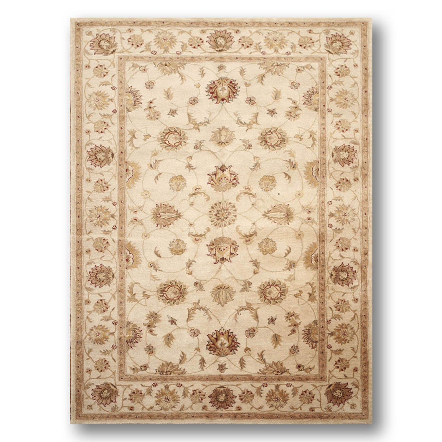 5x7 Tan, Beige, Brown Color Hand Tufted Floral 100% Wool Traditional-Persian/Oriental Oriental Rug