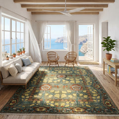 LoomBloom Multi Size Moss Hand Knotted Wool Arts and Crafts Stained Glass Oushak Oriental Area Rug