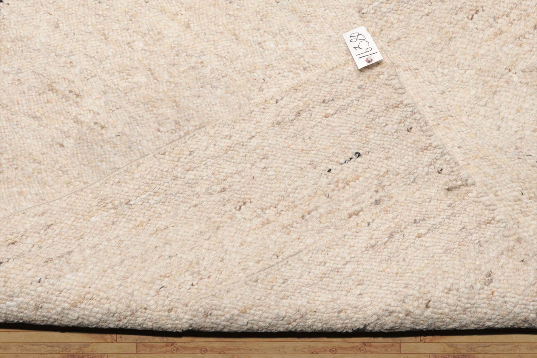 LoomBloom Oat Meal 9'x12' Organic Flatweave Traditional Geometric Hand Woven Wool Oriental Area Rug