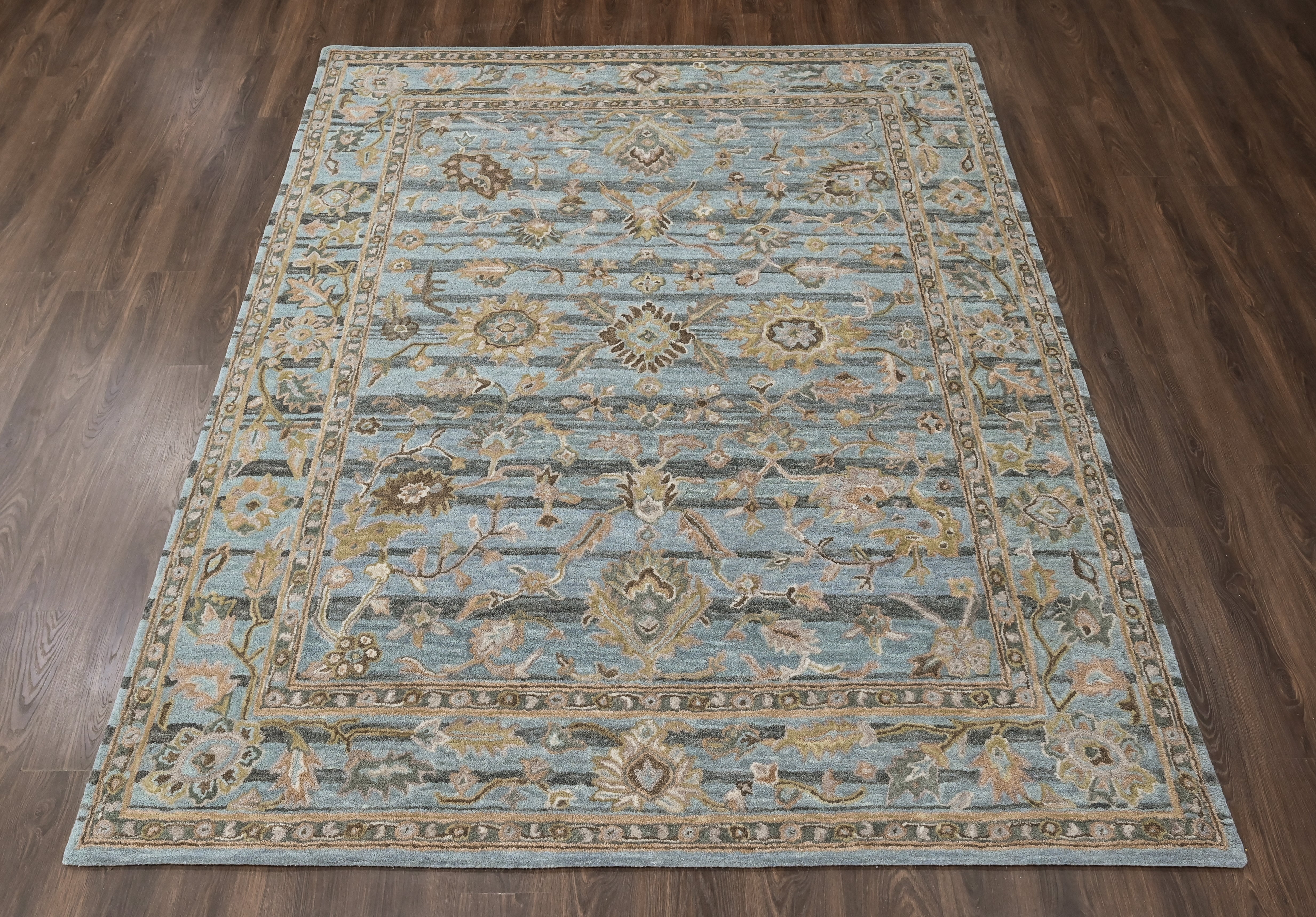 loomBloom Aqua Multi Size Hand Tufted Wool Floral Modern & Contemporary Oriental Area Rug