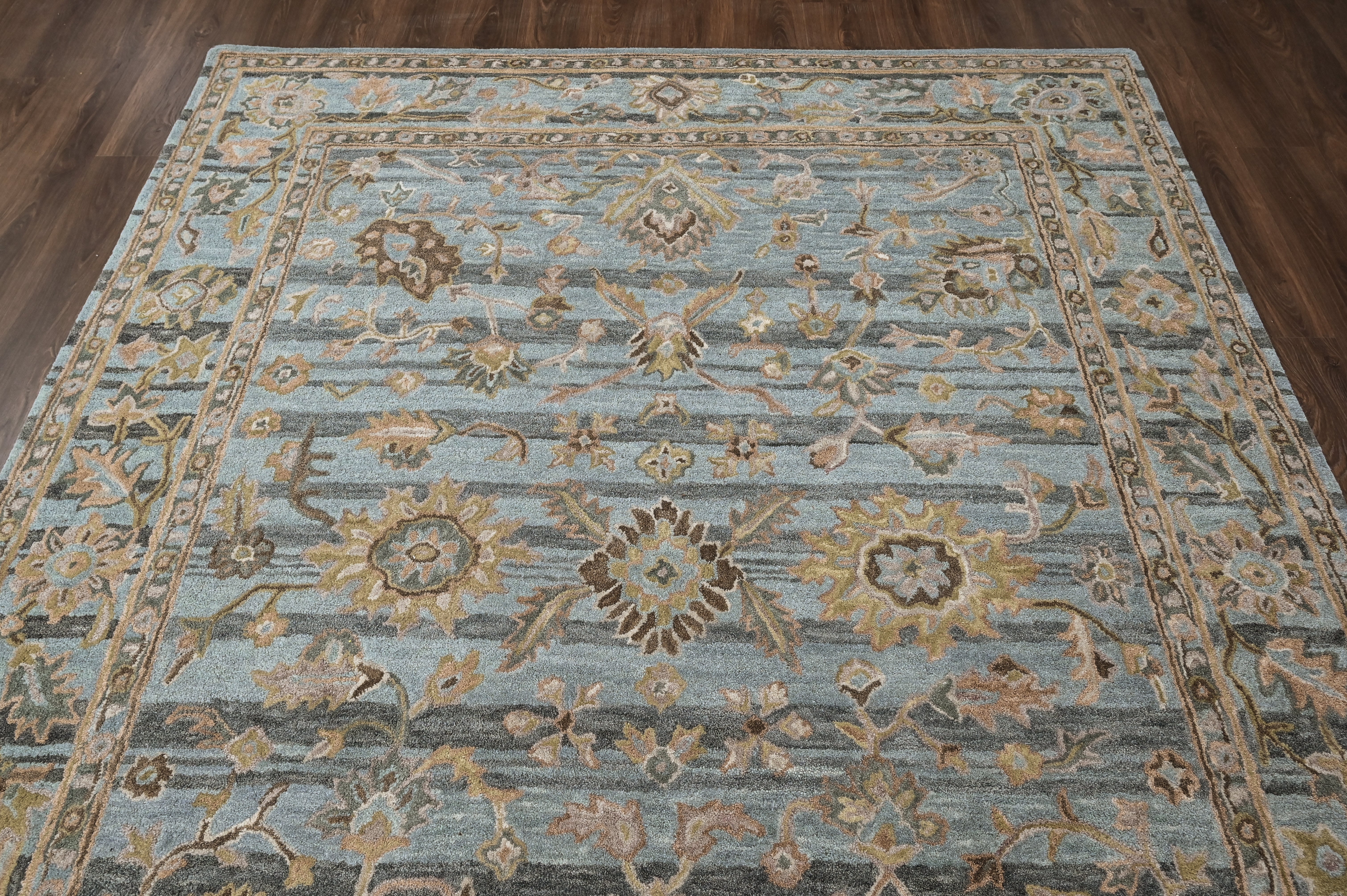 loomBloom Aqua Multi Size Hand Tufted Wool Floral Modern & Contemporary Oriental Area Rug