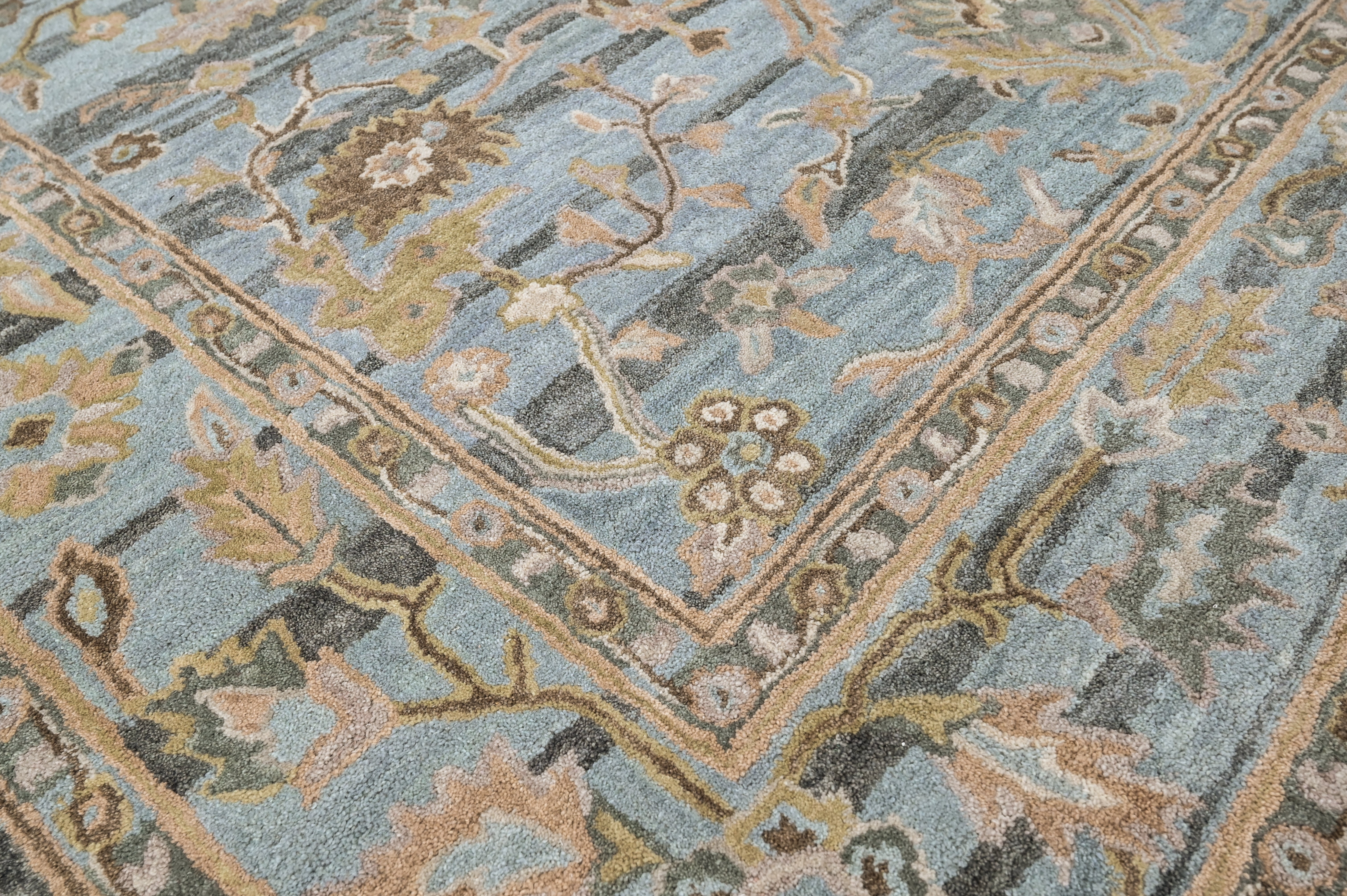 loomBloom Aqua Multi Size Hand Tufted Wool Floral Modern & Contemporary Oriental Area Rug
