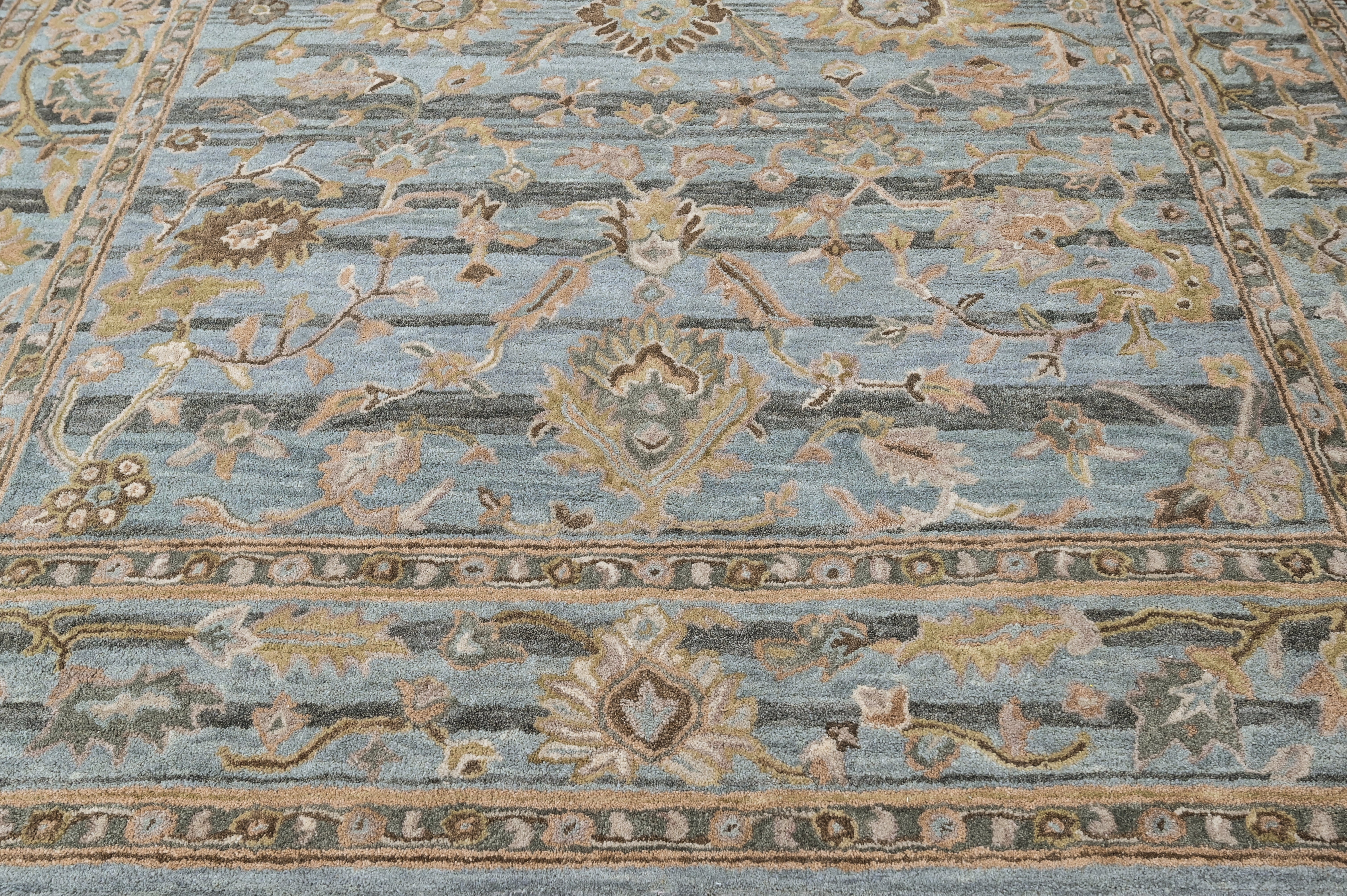 loomBloom Aqua Multi Size Hand Tufted Wool Floral Modern & Contemporary Oriental Area Rug