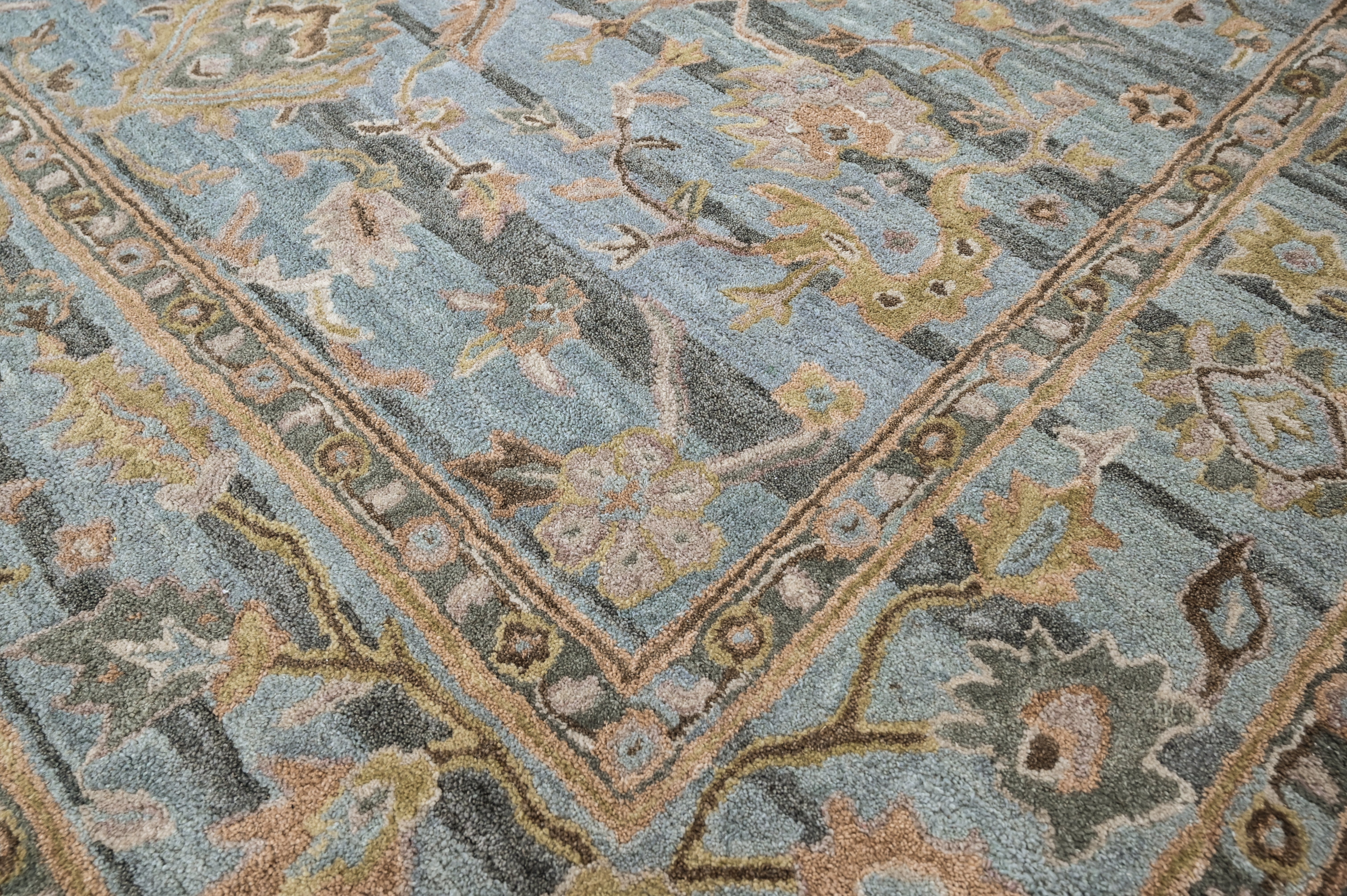 loomBloom Aqua Multi Size Hand Tufted Wool Floral Modern & Contemporary Oriental Area Rug